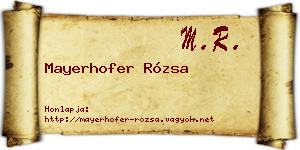 Mayerhofer Rózsa névjegykártya
